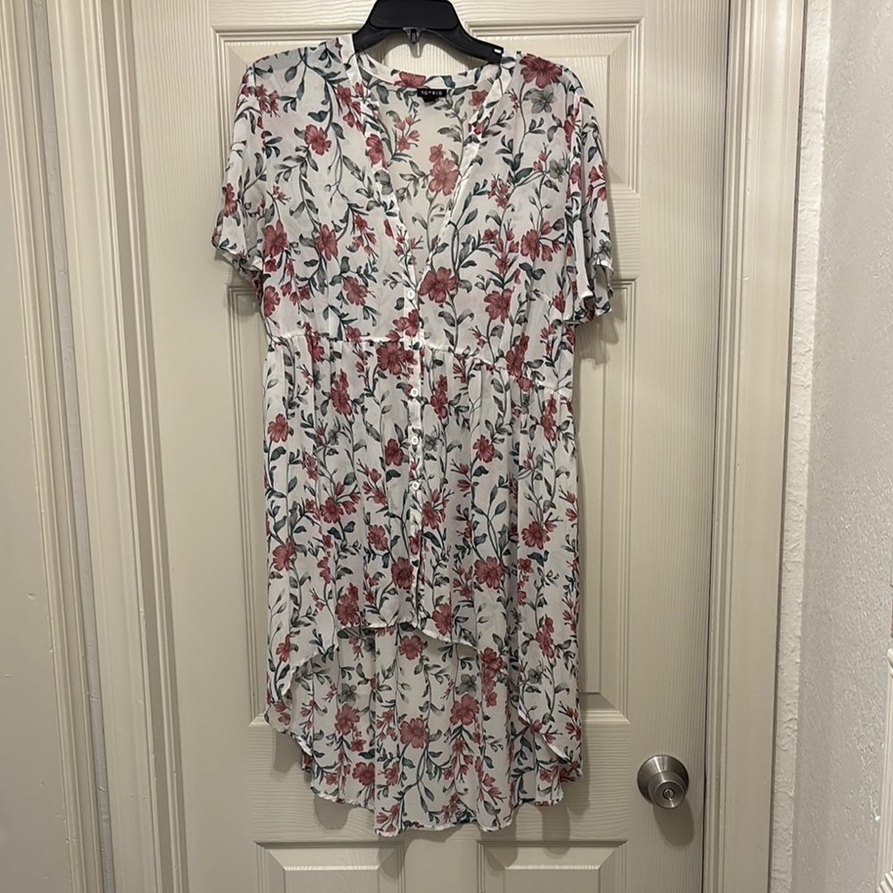 Torrid Pink and green High Low shear Sundress